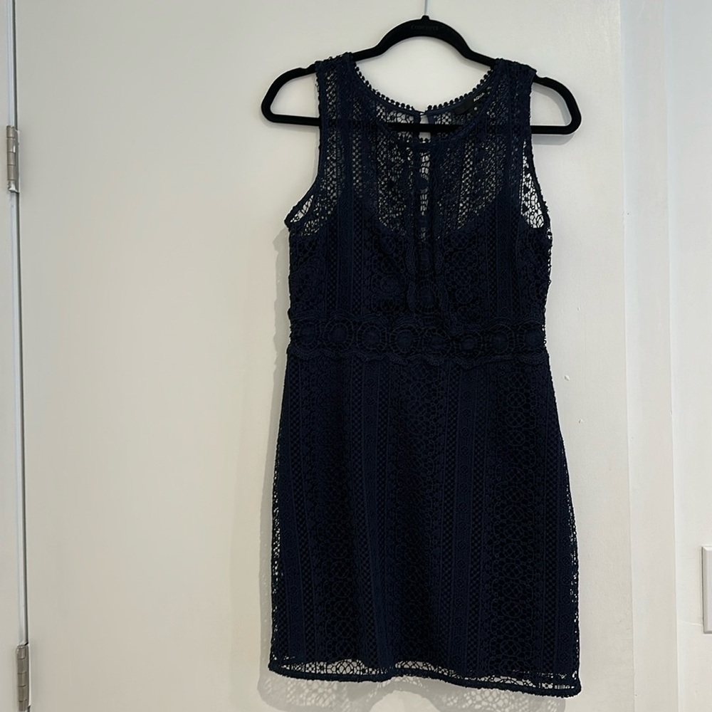 Aqua crochet dress.